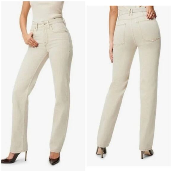 Good American Good 90s Icon High Rise Straight Leg Jeans Bone cream color  16 - Picture 1 of 14